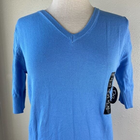 NWT PBX Blue Half Sleeve Sweater Top Size M - Picture 2 of 7